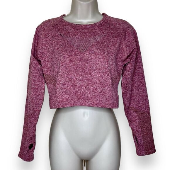 NWT Aybl Motion Seamless Long Sleeve Crop Top Brick Red Women XXL Thumb Holes - Picture 1 of 12